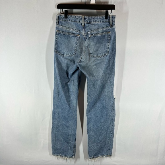 Zara TRG Denim Jeans Straight Leg Ripped High Rise Relaxed Sz 6 - Picture 4 of 9